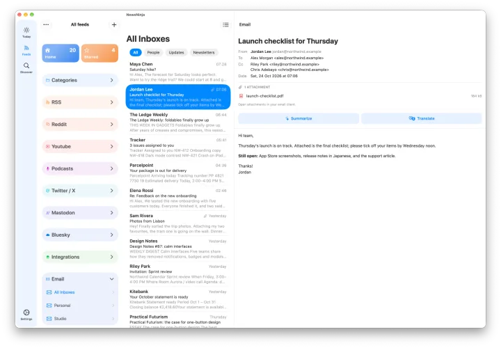 NewsNinja email on Mac