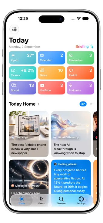 Vista previa de NewsNinja en iPhone: Todo lo que pasa hoy. Una sola app.