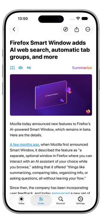Vista previa de NewsNinja en iPhone: Lee sin los obstáculos de la web.